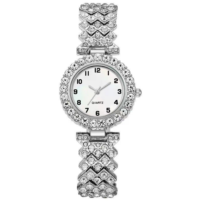 Elegant Silver Strap Women's Watch & Bracelet Set