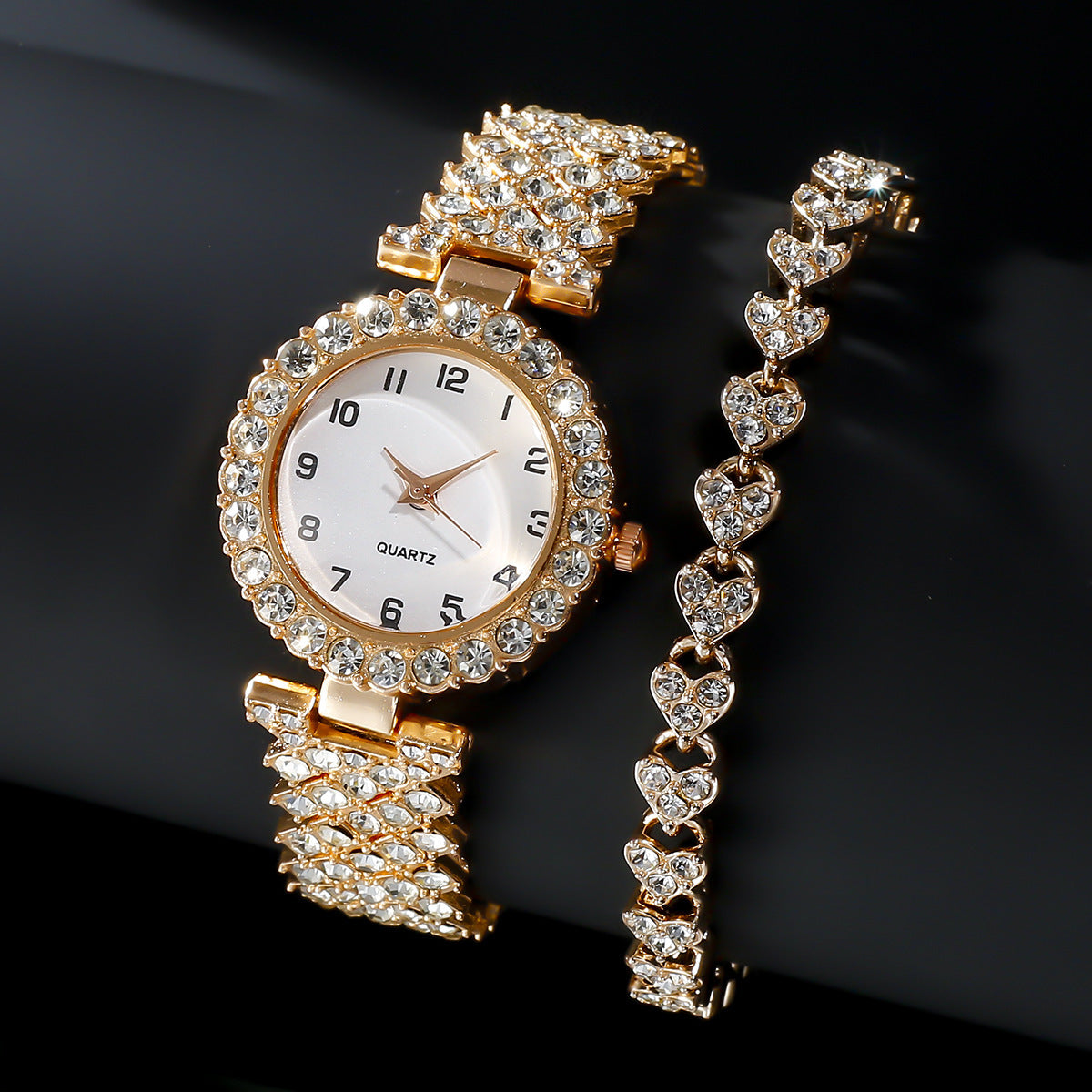 Elegant Silver Strap Women's Watch & Bracelet Set